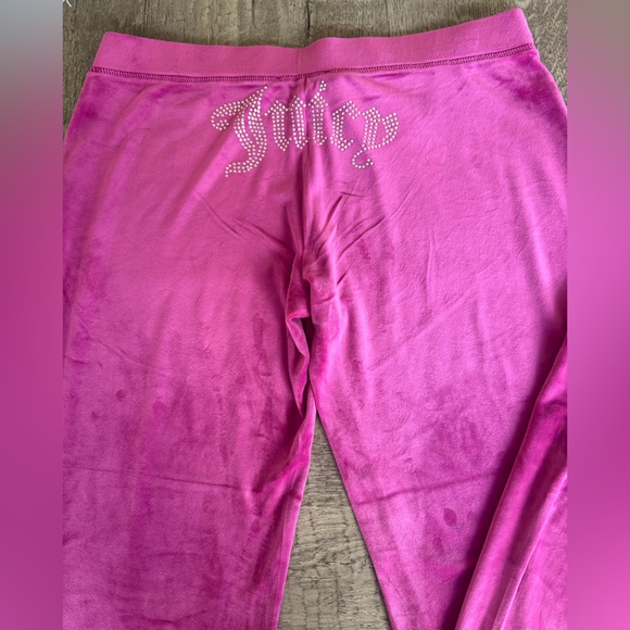 NWOT Juicy Couture Pink Velour Rhinestone Logo Lounge Pants Size L Y2K - Picture 2 of 6